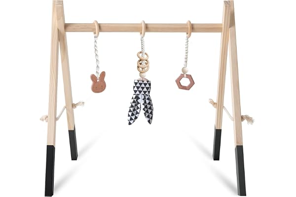 Caudblor Jouet trapèze en Bois pour bébé Jouet pour bébé en Bois Puzzle Gym Piège à Jouets avec Pendentif Gymnastique Jouet Actif Chambre de bébé Décoration…