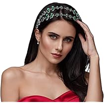 Teyglen Brautschmuck Stirnband – Grün Mit Strass & Blattgold, Kristall-Haarkrone Für Hochzeit & Party