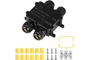 MUZHUPGUZ Abzweigdose Wasserdichte IP68, Verteilerdose Außen Wasserdicht, 4 Wege Verbindungsdose, Kabelverbinder Erdkabel Verbinder Aussen Schwarz, Elektrischer Kabelbox für Kabel Ø 4mm -14mm