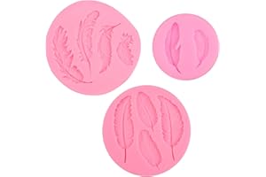 Honatrv 3 Stück Süßigkeitsform Feder Fondant Silikonform DIY Werkzeuge für Seife Kuchendekoration Kekse Schokolade Süßigkeiten Fudge Dessertdekoration Feder