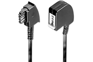 PerfectHD 6m TAE Verlängerungskabel, TAE-F Stecker auf TAE-F Buchse, Telefonkabel, Schwarz, 6 Meter