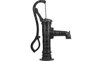 Youwise Schwengelpumpe Komplettset Schwarz für 7 Meter Wassertiefe, Handpumpe Gusseisen, Handschwengelpumpe Nostalgie für Haus, Hof, Garten, Bauernhof