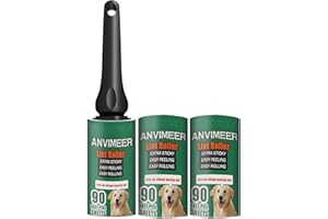 ANVIMEER Lint Rollers for Pet Hair Clothes [ Extra Sticky ] Lint Roller for Couch [ Easy to Peel ] Lint Remover Brush Remover for Carpet Dust Fur Fluff Cat & Dog Hair Removal (1 Handle+270 Sheet)