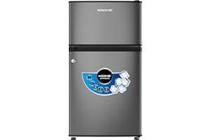 KROME Double Door Refrigerator, 138L Gross / 90L Net Capacity, Direct Cool, Top Mount Freezer, Glass Shelves, Lock & Key, Dark Silver Finish, R600a Refrigerant, KR-RF138DDSG