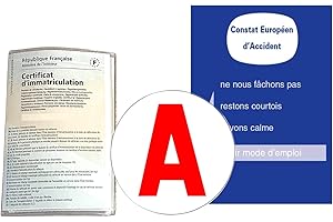 BLAUBODY Kit Jeune Conducteur Indispensable Pochette Carte Grise (Fabriqué en France) + A Jeune Conducteur Magnetique + Constat Amiable Accident Accessoires Auto Garantie Accessoire Voiture Interieur