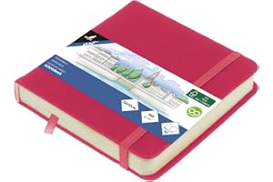Kangaro skissbok 12 x 12 cm Ruby PU hårt omslag 80 ark 140 gram gräddfärgat papper med elastiskt band och rosett