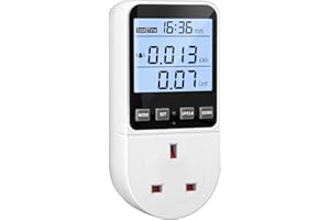 MECHEER Power Meter Electricity Usage Monitor 8 Modes, Energy Monitor Plug with LCD Backlight Overload Sound Alarm.Energy Meter Power Consumption Monitors Socket KWH Amp Volt Watt Monitoring Meter Plug