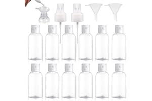 Reccisokz - 12 contenitori da viaggio trasparenti, vuoto per shampoo, balsamo, lozione, prodotti da bagno (30ml), kit viaggio, per liquidi