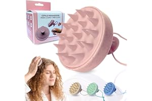 ETISEN, Massaggiatore capelli in silicone, shampoo a secco, spazzola capelli ricci e lisci, massaggiatore testa per stimolare la crescita del cuoio capelluto (Rosa)