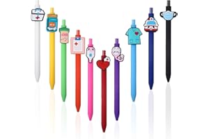 CHAULANBOW 10 Penne per infermiere, regali per infermiera con punta fine da 0,5 mm e inchiostro nero, penna a sfera retrattile per infermieri medici assistenti medici