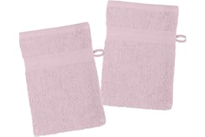 Stof - Lot de 2 Gants de Toilette - Taille 15x21 cm - 100% Coton Bio - Couleur Poudre - Modèle Lagune - Linge de Bain - Doux et de Bonne qualité - Certifié Oeko Tex
