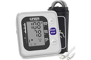 GPZON Blood Pressure Monitor Upper Arm Digital BP Monitor with Large Cuff Fully Automatic Irregular Heartbeat & Pulse Rate Monitoring Meter,Adjustable Cuff 22-40cm, 2X120 Memory