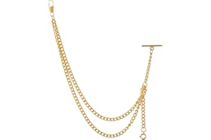 Tiong Men's Pocket Watch Chain Vintage Albert Chain with Lobster and T-Bar Clasps Watch Chains Link Vest/Suit for Your Pocket Watches/Pendant