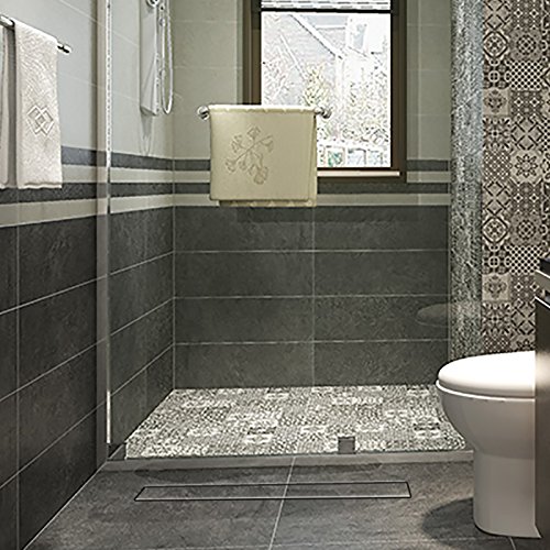 Yorbay Edelstahl Duschrinne Bodenablauf Ablaufrinne 50cm-120cm für Badezimmer (Befliesbar, 80cm)