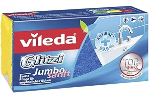Vileda Glitzi Jumbo Sanft Reinigungsschwamm, reinigt schonend empfindliche und große Oberflächen, 1er Pack