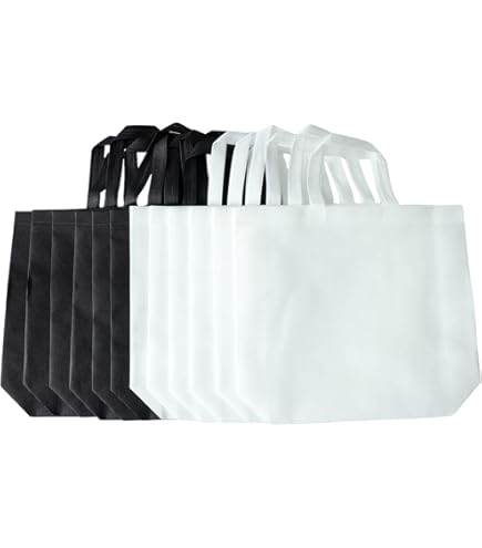 10 Borse Della Spesa In TNT Riutilizzabili Con Manici Lunghi - Ideali Per Negozi, Eco-Friendly