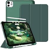 UnDePlus iPad Pro 11in&ccedil; M4/M5 ile uyumlu Kılıf Flip Cover Kalem B&ouml;lmeli PC Case 2024/2025 Koyu Yeşil