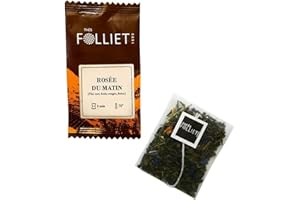 CAFÉS FOLLIET - Thé Vert Rosée Du Matin - Mélange De Fleurs & Citronnelle - Énergisant - Sachet Individuel - 24 Sachets