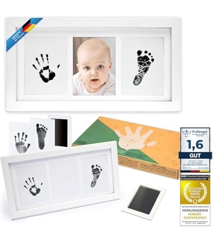 Amari Gipsafdrukset baby hand- en voetafdrukset, met fotolijst, babycadeau, voetafdruk baby, handafdrukset, babyaccessoires, pasgeborenen cadeau, babyshower