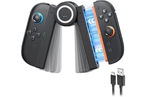 [Upgraded 2.0] FASTSNAIL Charging Grip for Nintendo Switch 2 (2025), Strong Magnetic Grip Controller with 5-Levels Adjustable Rotation Positions for Joycon 2 with LED Indicator&1.5m/4.9ft Charge Cable