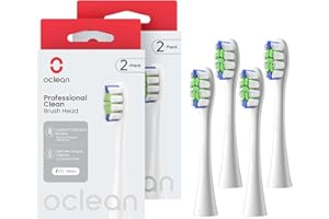 ‎OCLEAN Oclean Bürstenköpfe Professional Clean 4 pack, Zahnbürstenköpfe mit DuPont Borsten für Oclean Elektrische Zahnbürste, W-Shape Ersatzbürsten geeignet für Schallzahnbürsten, Weiß