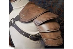 MooKe Epaulières Steampunk Médiévales en Cuir PU Rivet Viking Chevalier Bataille Épaule Armure pour L'interprétation Dramatique du Costume D'accessoires De Photographie Cos