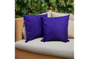 A ATH COLLECTION Premium Large Garden Scatter Cushion Water Resistant Cushions For Garden Furniture 18 x 18 Inch Shredded Foam Filled Outdoor Seating Great for Patio Rattan Chairs (4, Purple)