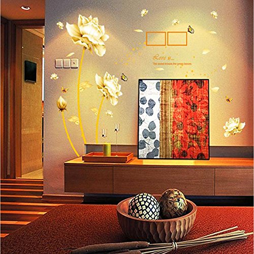 Ouneed® Wandaufkleber Wandtattoo Wandsticker , Gold Tulpe-Blumen-Wand-Aufkleber entfernbares Abziehbild Ausgangsdekor DIY Kunst Dekoration