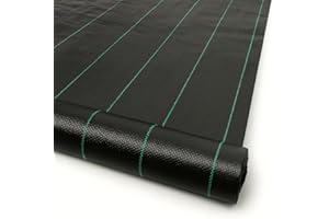Yuzet 1m x 50m Black 100gsm Heavy Duty Weed Control Fabric, Ground cover Membrane, UV stabilised Weed Barrier Fabric. Under Patios, Garden, Flower beds, Landscaping - weed suppressant membrane