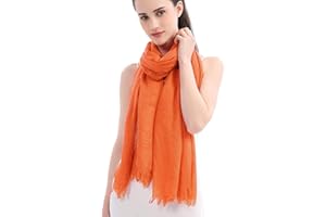 Longwu Cotton Linen Solid Scarf Wrap Shawls for Women Ladies Men(100cmx190cm) Super Large Size-For All Seasons-Great Christmas Presents