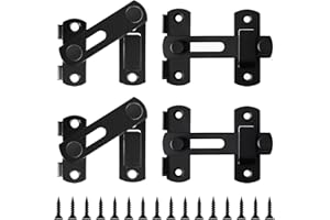 ANBOWEI 180 Grados Pestillo Puerta Granero 4pcs 4" Pestillo Abatible Cerradura Puerta Corredera Acero Inoxidable con Tornillos para Puerta Interior Exterior Armario Granero Ventana - Negro
