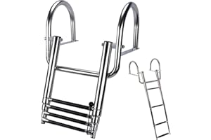 LIROPAU Scala da bagno a 4 livelli, scaletta da bagno, pieghevole, in acciaio inox, telescopica, a 4 livelli, con manici e pedale largo, per la marina