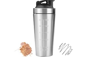 Elsrantor Shaker Proteinas, 750ml Mezclador, Botella Acero Inoxidable, Coctelera Protein Batidos, Vaso Para Proteina Gym, Bote Batido, Batidora Metalico con Bola Mezcladora