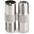 NANYI Female To Male TV Aerial Coaxial Coupler,T/F Type Screw Connector Socket to RF Coax Aerial Adapter Nickel plating (Male-Female-2Pack)