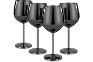 Livole Zestaw kieliszków do czerwonego wina, 18 oz, 550 ml, ze stali nierdzewnej, kieliszki do szampana, duże puchary, kieliszki koktajlowe z nóżką, zestaw kieliszków do wina, czerwone wino, czarne