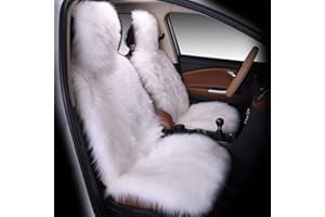 Martin Kench Lammfellbezug Auto Sitzbezug, Lammfell Vordersitzbezug, Wolle Schaffell Autositzbezug Sitzauflage (Weiß)