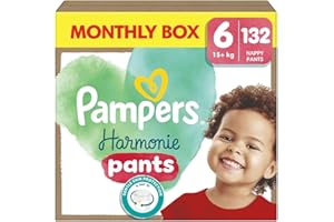 Pampers Harmonie Nappy Pants Size 6, 132 Nappies, 15kg+, Monthly Pack, Gentle Skin Protection and 360° Comfort Fit