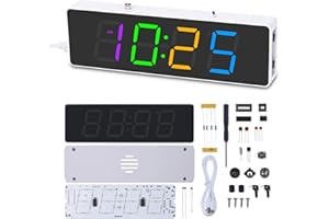 PEMENOL 4-cyfrowy zegar "zrób to sam", zestaw do lutowania, lutowania, ćwiczenia elektroniki, budzik, zestaw RGB, kolorowy zegar cyfrowy LED z akrylową obudową, zestaw do ćwiczeń dla początkujących,