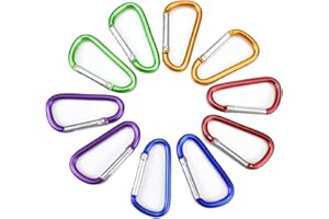 Syolee 10 Pcs Large Carabiner D Ring Clip Hook Durable Keychain Camping Accessories for Outdoor, Fishing, Hiking, Traveling