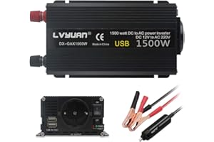 Cantonape Spannungswandler 12v 230v / 750w Wechselrichter/Stromwandler 12 auf 230 / KFZ Inverter mit EU-Steckdose und 2 USB für Laptop, Kamera, Smartphone