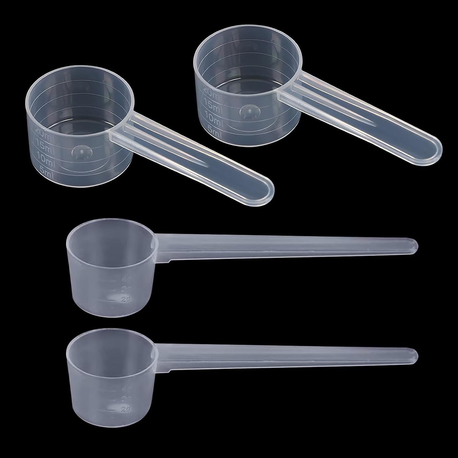 Juego de 4 cucharas medidoras transparentes con graduaciones de 5 g y 10 g - Horneado - Cucharas medidoras de gramos