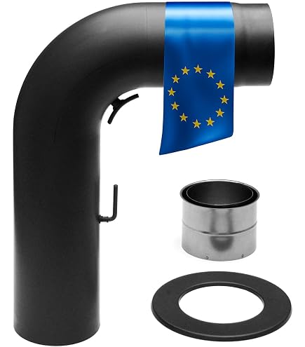 LANZZAS Ofenrohr Bogen 90° Mit Reinigungsöffnung – Ø 150 Mm, Gussgrau, 2 Mm Stahl, Hitzebeständig Bis 500°C