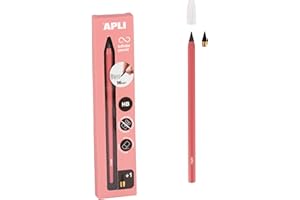 APLI 19803 Crayon infini avec corps rose, crayon éternel sans encre avec mine de recharge