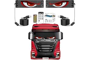 CTOPKATUO 2er Teufelaugen-Licht Für Autos, Programmierbare Flexible LED-Augen Für Autoscheiben, Dynamische Animiertes Autoaugenlicht Für Die Windschutzscheibe Mit APP-Steuerung Und Fernbedienung.