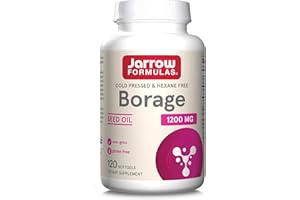 Jarrow Formulas, Borage Oil (Huile de Bourrache), 1.200mg, avec Acide Gamma-Linolénique, 120 Capsules molles, Sans Gluten, Sans Soja, Sans OGM