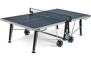 Cornilleau - 400X Outdoor Table Tennis Table - Foldable - Weatherproof - Durable - Rollable -Ping Pong Table with 5 mm Melamine Resin Top - Blue or Grey