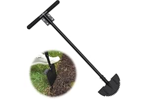 FLY HAWK Rasenkantenschneider, 91cm Halbmond-Sägezahn Rasenkantenschneider mit T-Griff, Langstieliges Kantenmesser für Gras, der Bürgersteige, Einfahrten/Schwarz
