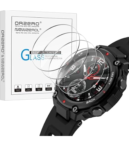 GIOPUEY 4 Pezzi Vetro Temperato Per Amazfit T-Rex 3 Pro 48mm – Protezione Trasparente, Antigraffio E Oleofobica - 2