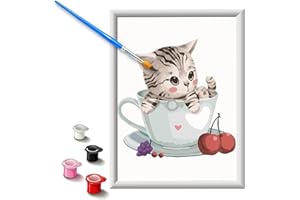 HOMORRO Malen Nach Zahlen Kinder Mit Rahmen Bastelset Basteln für Mädchen ab 5 6 7 8 9 10 11 Jahre DIY Set Bastelsets Kreatives Paint by Numbers Bastel Sachen Bastelsachen Girl Geschenke Geschenk Katze
