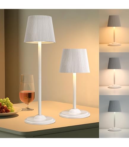 JACKYLED Lampada Da Tavolo Wireless Ricaricabile – Altezza Regolabile 3 Livelli – 3 Temperature Colore Dimmerabili – 5000 MAh – CRI 97 – Impermeabile Per Interni/Esterni